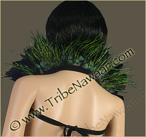 Tribe Nawaar's peacock flue theatrical feather collar, back