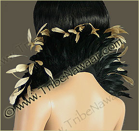 Tribe Nawaar's natural queen theatrical feather collar, back