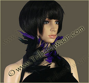 Tribe Nawaar's purple queen theatrical feather collar, closed