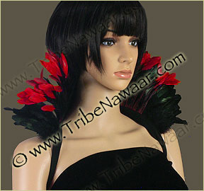 Tribe Nawaar's red queen of hearts theatrical feather collar