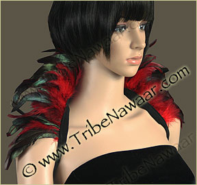 Tribe Nawaar's rich red premium theatrical feather collar