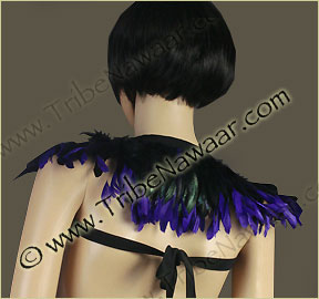 Tribe Nawaar's purple queen theatrical feather collar, back, down