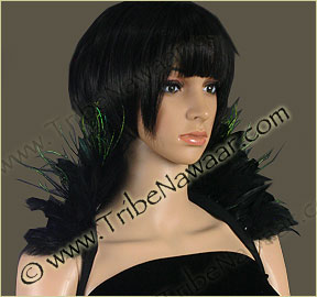 Tribe Nawaar's peacock flue theatrical feather collar