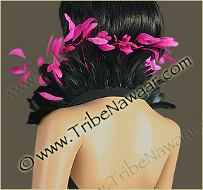 Tribe Nawaar's hot pink queen theatrical feather collar, back