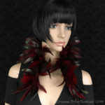 Tribe Nawaar's rich red premium theatrical feather collar, closed 'Victorian Collar' style
