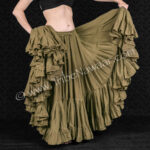 Prairie Grass 25 Yard Cupcake Skirt- The best 25 yard belly dance skirt. Quality construction makes it useful as a FCBDstyle® (ATS) skirt, tribal fusion skirt, flamenco skirt and folkloric dance skirt. Available exclusively from The Nawaar Marketplace at www.TribeNawaar.com