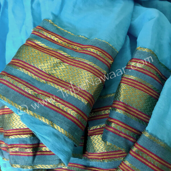 Aquamarine Lotus Sari Trim Skirt