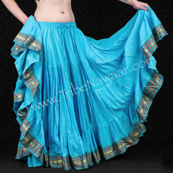 Aquamarine Lotus Sari Trim Skirt