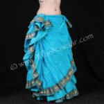 Aquamarine lotus sari trim skirt available from The Nawaar Marketplace at www.TribeNawaar.com (shown in a Double Cross skirt tuck as demoed on our skirt tucking page)