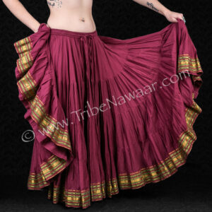 Wine lotus sari trim skirt available from The Nawaar Marketplace at www.TribeNawaar.com