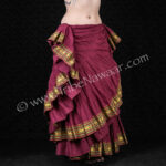 Wine lotus sari trim skirt available from The Nawaar Marketplace at www.TribeNawaar.com (shown in a Double Cross skirt tuck as demoed on our skirt tucking page)