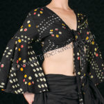 Black Jaipur Flute Sleeve Wrap Top, great tribal style belly dance top, folkloric dance top or festival top