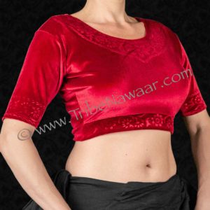 Red Sutra Choli Top (Medium & XL)