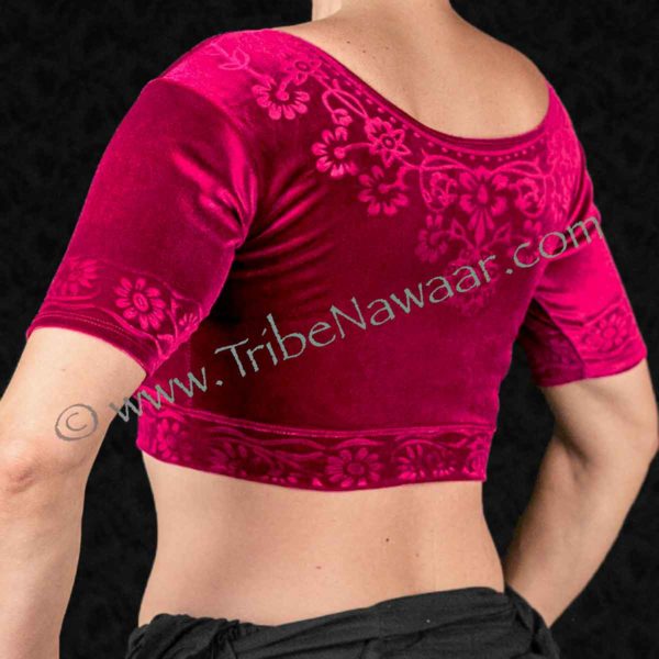 Rose Red Sutra Choli Top (Small)