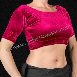 Rose red sutra choli from Tribe Nawaar