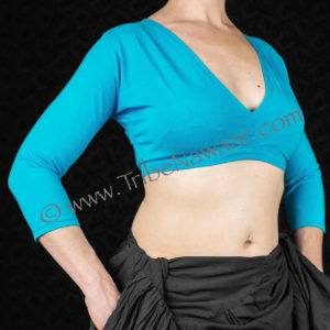 Aquamarine 3/4 Sleeve Cotton Lycra Choli Top
