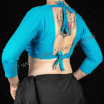 Aquamarine 3/4 sleeve choli for ATS belly dance from Tribe Nawaar, back