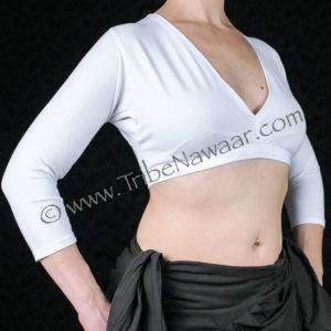 White 3/4 Sleeve Cotton Lycra Choli Top