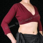 Wine 3/4 sleeve choli top for ATS and FCBDstyle belly dance from The Nawaar Marketplace at www.TribeNawaar.com