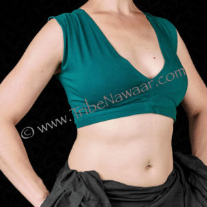 Teal Sleeveless Cotton Lycra Choli Top