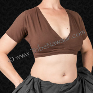 Chocolate Short Sleeve Cotton Lycra Choli Top (S/M, L/XL, XXL)