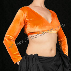 Tangerine Velvet Choli, L/XL