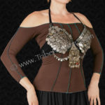 Chocolate Gaia Top from Tribe Nawaar, shown with a tribal coin bra (coin bra not included)