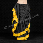 Tribe Nawaar's Sunny Yellow Ribbon Trim Skirt, shown in a 'double cross' skirt tuck