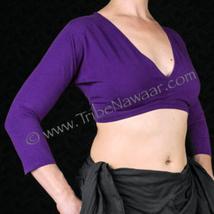 Purple 3/4 Sleeve Cotton Lycra Choli Top