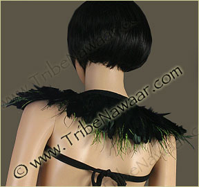 Tribe Nawaar's peacock flue theatrical feather collar, back, down