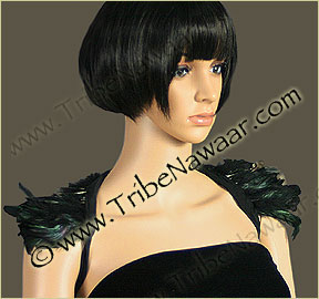 Tribe Nawaar's natural variegated queen theatrical feather collar, down