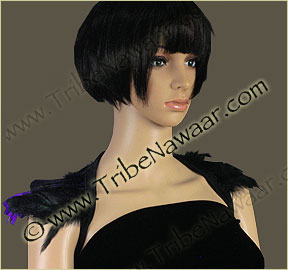 Tribe Nawaar's purple queen theatrical feather collar, down