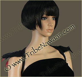 Tribe Nawaar's wine queen theatrical feather collar, down