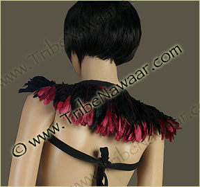 Tribe Nawaar's wine queen theatrical feather collar, back, down
