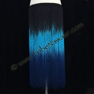 Tribe Nawaar's sky blue & black long fringed belt
