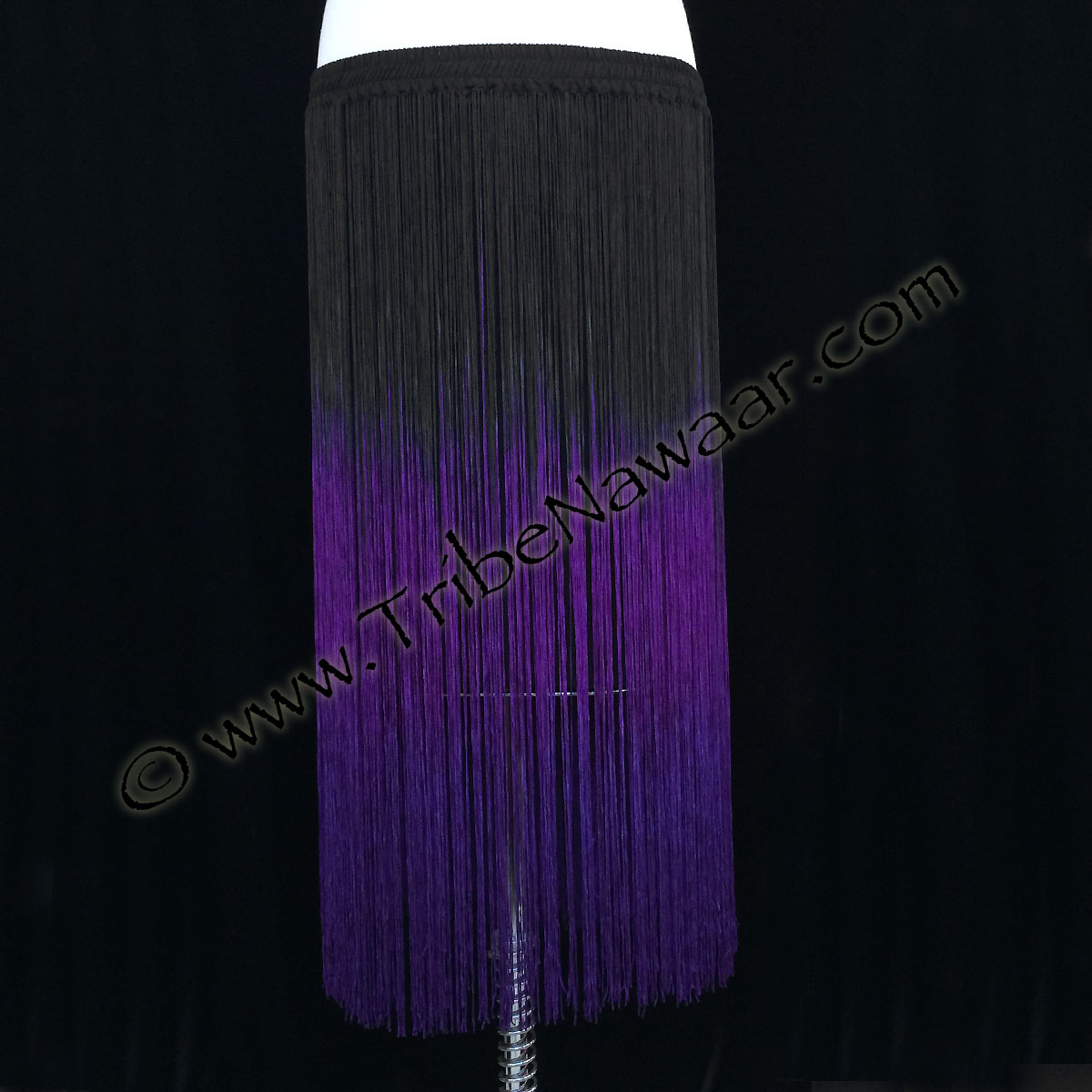 Violet Purple & Black Long Fringe Belt