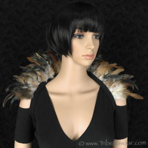 Tribe Nawaar's natural premium theatrical feather collar, open 'Showgirl' style