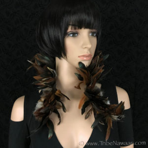 Tribe Nawaar's natural premium theatrical feather collar, closed 'Victorian Collar' style