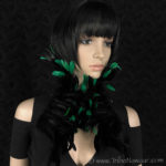 Tribe Nawaar's emerald queen theatrical feather collar, closed 'Victorian Collar' style
