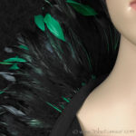 Tribe Nawaar's emerald queen theatrical feather collar, detail of feathers
