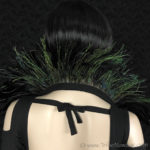 Tribe Nawaar's peacock flue theatrical feather collar, open 'Showgirl' style, shown from back