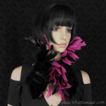 Tribe Nawaar's hot pink queen theatrical feather collar, closed 'Victorian Collar' style