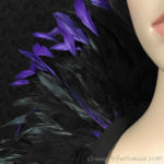 Tribe Nawaar's purple queen theatrical feather collar, detail of feathers