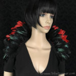 Tribe Nawaar's red queen of hearts theatrical feather collar, open 'Showgirl' style
