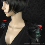 Tribe Nawaar's red queen of hearts theatrical feather collar, laid flat 'Warrior' style