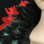 Tribe Nawaar's red queen of hearts theatrical feather collar, detail of feathers