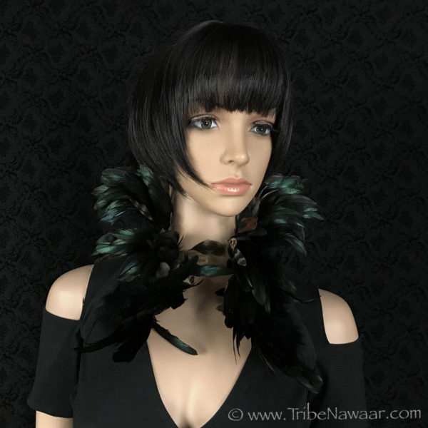 Natural Variegated Queen Theatrical Feather Collar