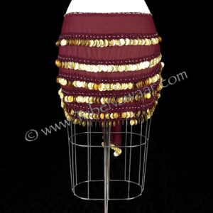 Deluxe Burgundy & Gold Coin Hip Scarf