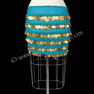 Deluxe Turquoise & Gold Coin Hip Scarf