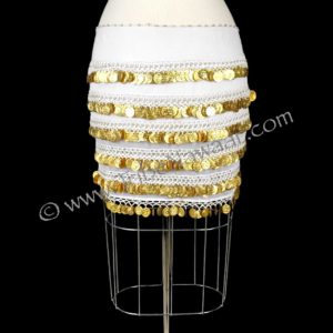 Deluxe White & Gold Coin Hip Scarf
